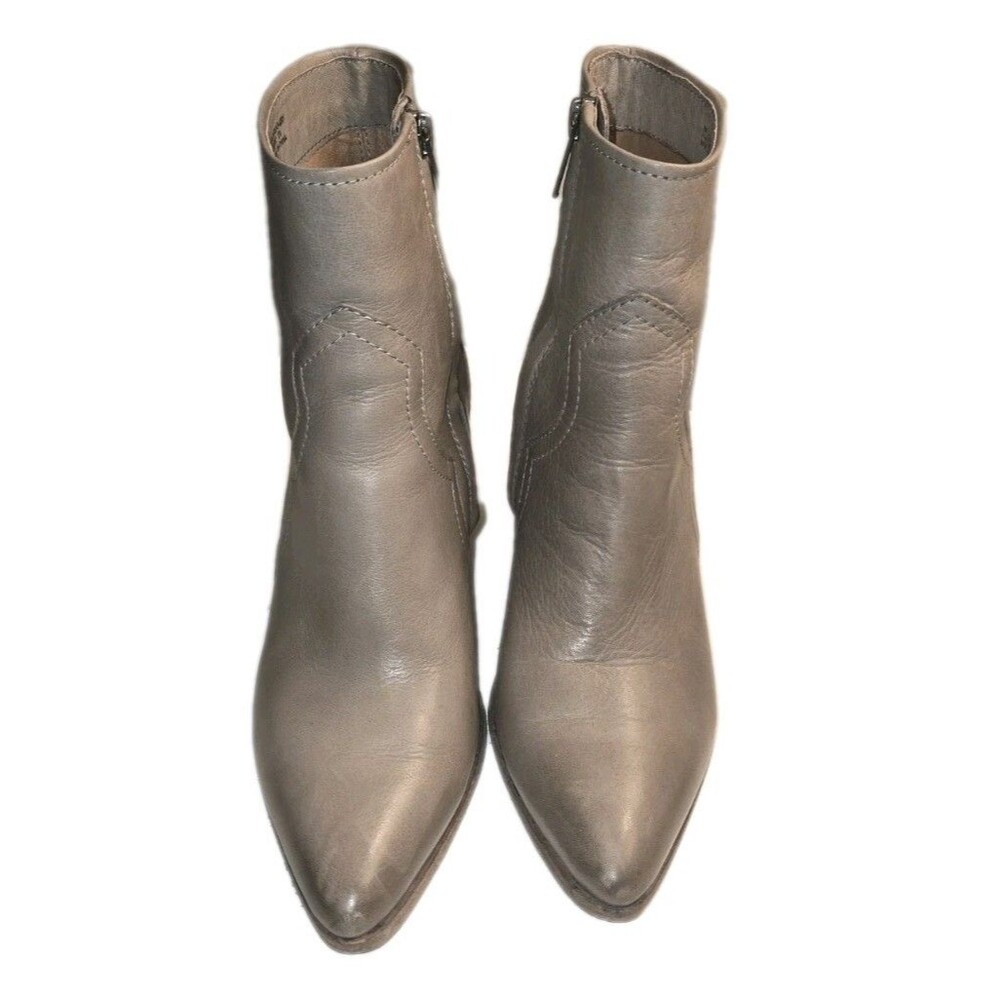 Frye Flynn Leather Ankle Boots Gray Taupe Distressed Western Women’s 8M